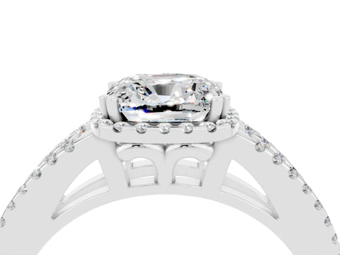 White gold Cushion Cut Moissanite Halo Split Shank Engagement Ring_16