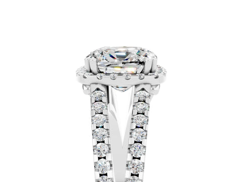 White gold Cushion Cut Moissanite Halo Split Shank Engagement Ring_17