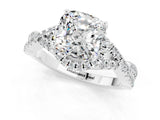 White gold Cushion Cut Moissanite Halo Twist Band Solitaire Prong Setting Ring_1