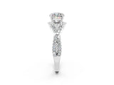 White gold Cushion Cut Moissanite Halo Twist Band Solitaire Prong Setting Ring_2