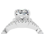 White gold Cushion Cut Moissanite Halo Twist Band Solitaire Prong Setting Ring_4