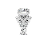 White gold Cushion Cut Moissanite Halo Twist Band Solitaire Prong Setting Ring_5