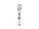 White gold Cushion Cut Moissanite  Halo Twist Band Solitaire Prong Setting Ring_50