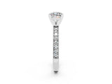 White gold Cushion Cut Moissanite Milgrain Pavé Engagement Ring with Four-Prong Setting_14