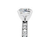 White gold Cushion Cut Moissanite Milgrain Pavé Engagement Ring with Four-Prong Setting_17