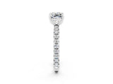 White gold Cushion Cut Moissanite Pavé Solitaire Ring with Round Band and Prong Setting_38