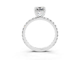 White gold Cushion Cut Moissanite Pavé Solitaire Ring with Round Band and Prong Setting_39