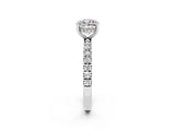 White gold Cushion Cut Moissanite Pave Band Solitaire Ring with Four-Prong Setting_14