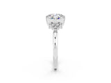 White gold Cushion Cut Moissanite Ring with Side Stones and Four-Prong Setting_38