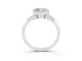 White gold Cushion Cut Moissanite Ring with Side Stones and Four-Prong Setting_39