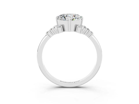 White gold Cushion Cut Moissanite Ring with Side Stones and Four-Prong Setting_39