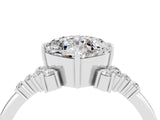 White gold Cushion Cut Moissanite Ring with Side Stones and Four-Prong Setting_40
