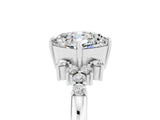 White gold Cushion Cut Moissanite Ring with Side Stones and Four-Prong Setting_41