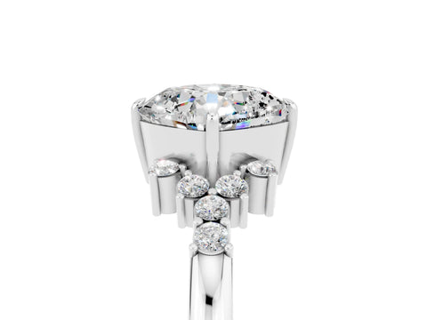 White gold Cushion Cut Moissanite Ring with Side Stones and Four-Prong Setting_41