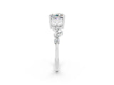 White gold Cushion Cut Moissanite Scattered Round Accent Ring with Prong Setting_38