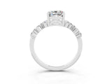 White gold Cushion Cut Moissanite Scattered Round Accent Ring with Prong Setting_39