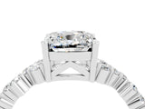 White gold Cushion Cut Moissanite Scattered Round Accent Ring with Prong Setting_40