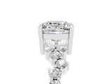 White gold Cushion Cut Moissanite Scattered Round Accent Ring with Prong Setting_41
