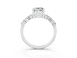 White gold Cushion Cut Moissanite Scattered Round Accent Ring with Prong Setting_63