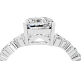 White gold Cushion Cut Moissanite Scattered Round Accent Ring with Prong Setting_64