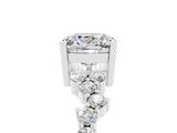 White gold Cushion Cut Moissanite Scattered Round Accent Ring with Prong Setting_65