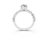 White gold Cushion Cut Moissanite Side Stone Solitaire Ring with Round  and Four-Prong Setting_51