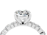 White gold Cushion Cut Moissanite Side Stone Solitaire Ring with Round  and Four-Prong Setting_52