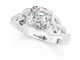 White gold Cushion Cut Moissanite Solitaire Celtic Knot Ring with Four-Prong Setting_13