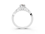 White gold Cushion Cut Moissanite Solitaire Celtic Knot Ring with Four-Prong Setting_15