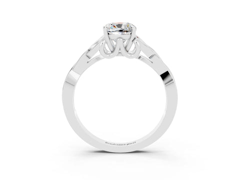 White gold Cushion Cut Moissanite Solitaire Celtic Knot Ring with Four-Prong Setting_15