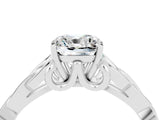 White gold Cushion Cut Moissanite Solitaire Celtic Knot Ring with Four-Prong Setting_16