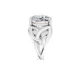 White gold Cushion Cut Moissanite Solitaire Celtic Knot Ring with Four-Prong Setting_17