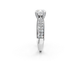 White gold Cushion Cut Moissanite   Solitaire Diamond Ring with Milgrain Pavé Band and Four-Prong Setting_36