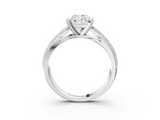 White gold Cushion Cut Moissanite   Solitaire Diamond Ring with Milgrain Pavé Band and Four-Prong Setting_37