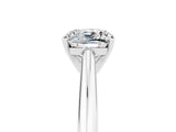 White gold Cushion Cut Moissanite Solitaire Engagement Ring with Cathedral Setting and Four-Prong Mount_101