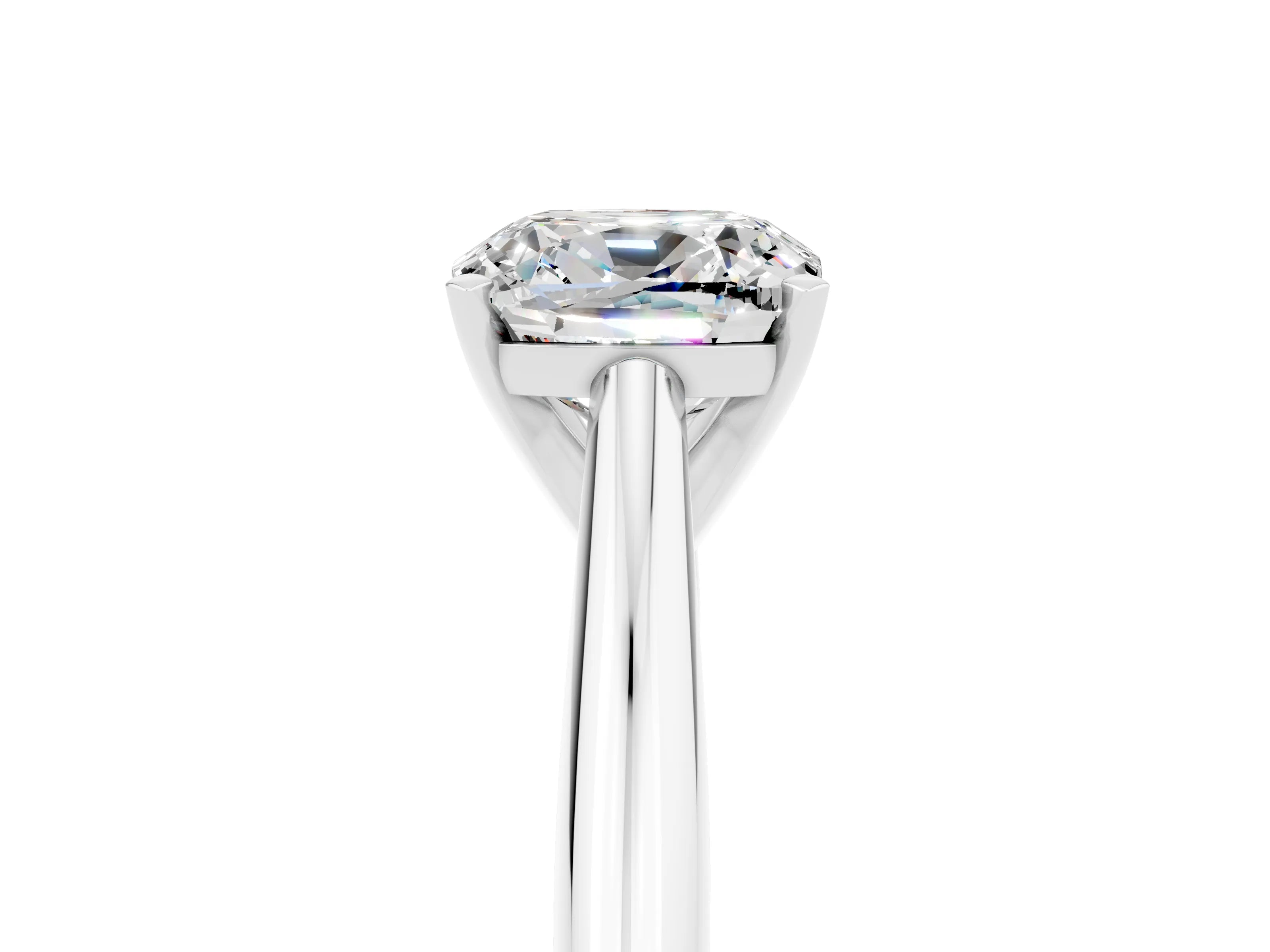 White gold Cushion Cut Moissanite Solitaire Engagement Ring with Cathedral Setting and Four-Prong Mount_17