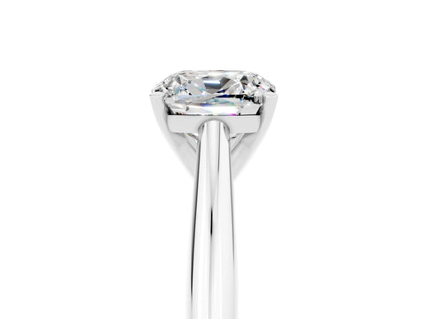 White gold Cushion Cut Moissanite Solitaire Engagement Ring with Cathedral Setting and Four-Prong Mount_17