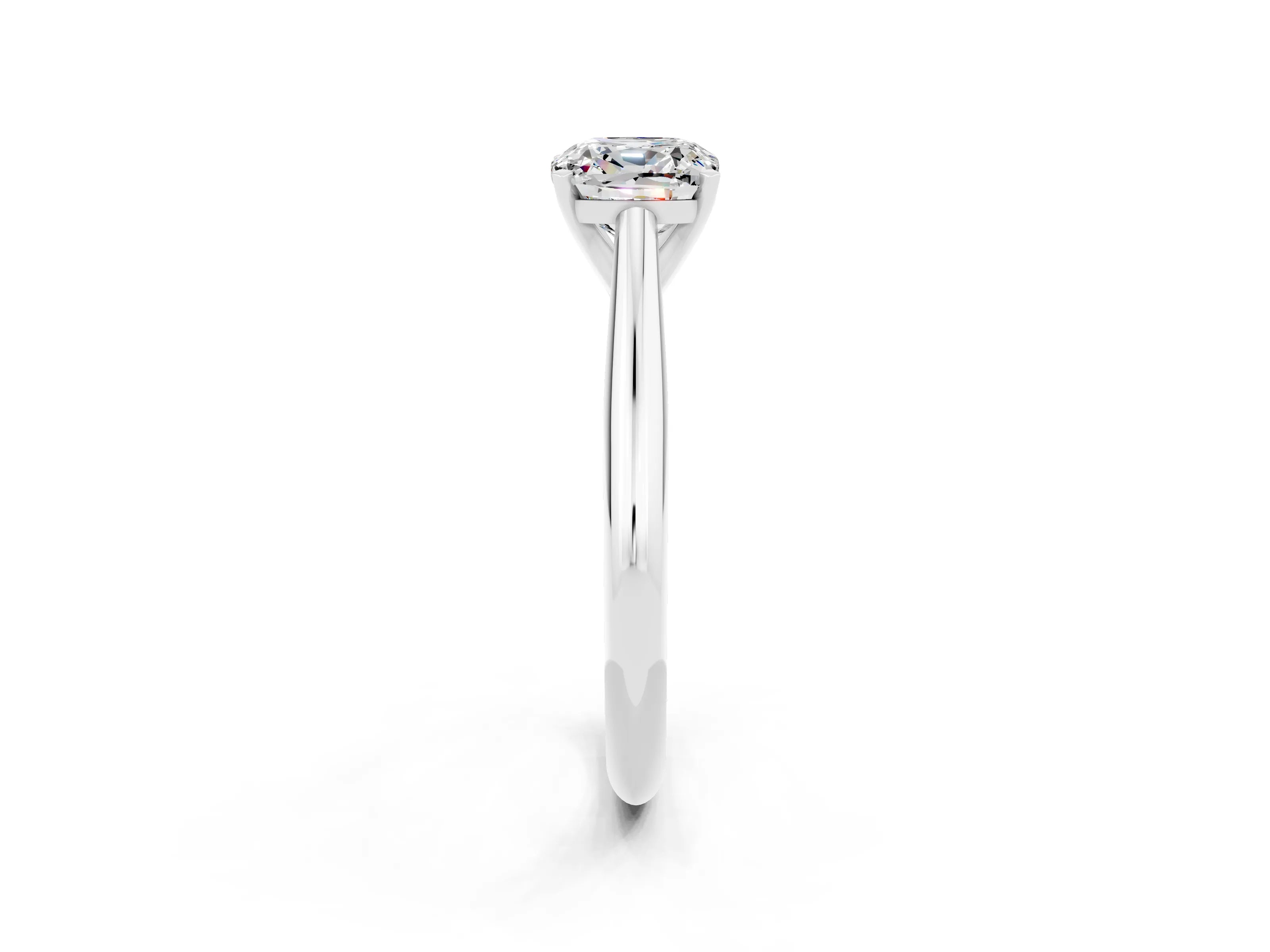 White gold Cushion Cut Moissanite Solitaire Engagement Ring with Cathedral Setting and Four-Prong Mount_26