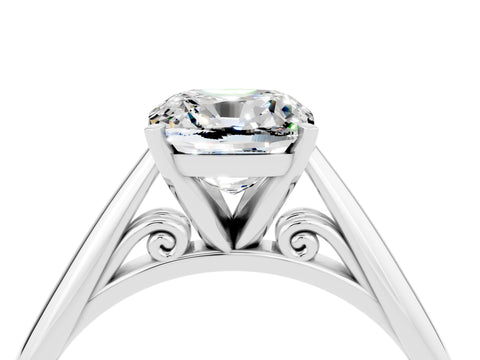 White gold Cushion Cut Moissanite Solitaire Engagement Ring with Cathedral Setting and Four-Prong Mount_28