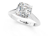 White gold Cushion Cut Moissanite Solitaire Engagement Ring with Cathedral Setting and Four-Prong Mount_31