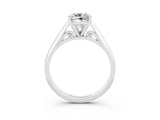 White gold Cushion Cut Moissanite Solitaire Engagement Ring with Cathedral Setting and Four-Prong Mount_33