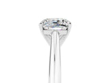 White gold Cushion Cut Moissanite Solitaire Engagement Ring with Cathedral Setting and Four-Prong Mount_35
