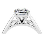 White gold Cushion Cut Moissanite Solitaire Engagement Ring with Cathedral Setting and Four-Prong Mount_40