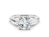 White gold Cushion Cut Moissanite Solitaire Engagement Ring with Cathedral Setting and Four-Prong Mount_96