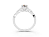 White gold Cushion Cut Moissanite Solitaire Engagement Ring with Celtic Knot Band and Four-Prong Setting_3