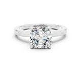 White gold Cushion Cut Moissanite Solitaire Engagement Ring with Classic Band and Four-Prong Setting_24