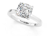 White gold Cushion Cut Moissanite Solitaire Engagement Ring with Classic Band and Four-Prong Setting_25