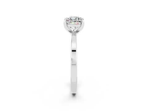 White gold Cushion Cut Moissanite Solitaire Engagement Ring with Classic Band and Four-Prong Setting_26