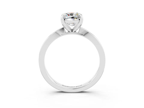 White gold Cushion Cut Moissanite Solitaire Engagement Ring with Classic Band and Four-Prong Setting_27