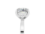 White gold Cushion Cut Moissanite Solitaire Engagement Ring with Classic Band and Four-Prong Setting_29